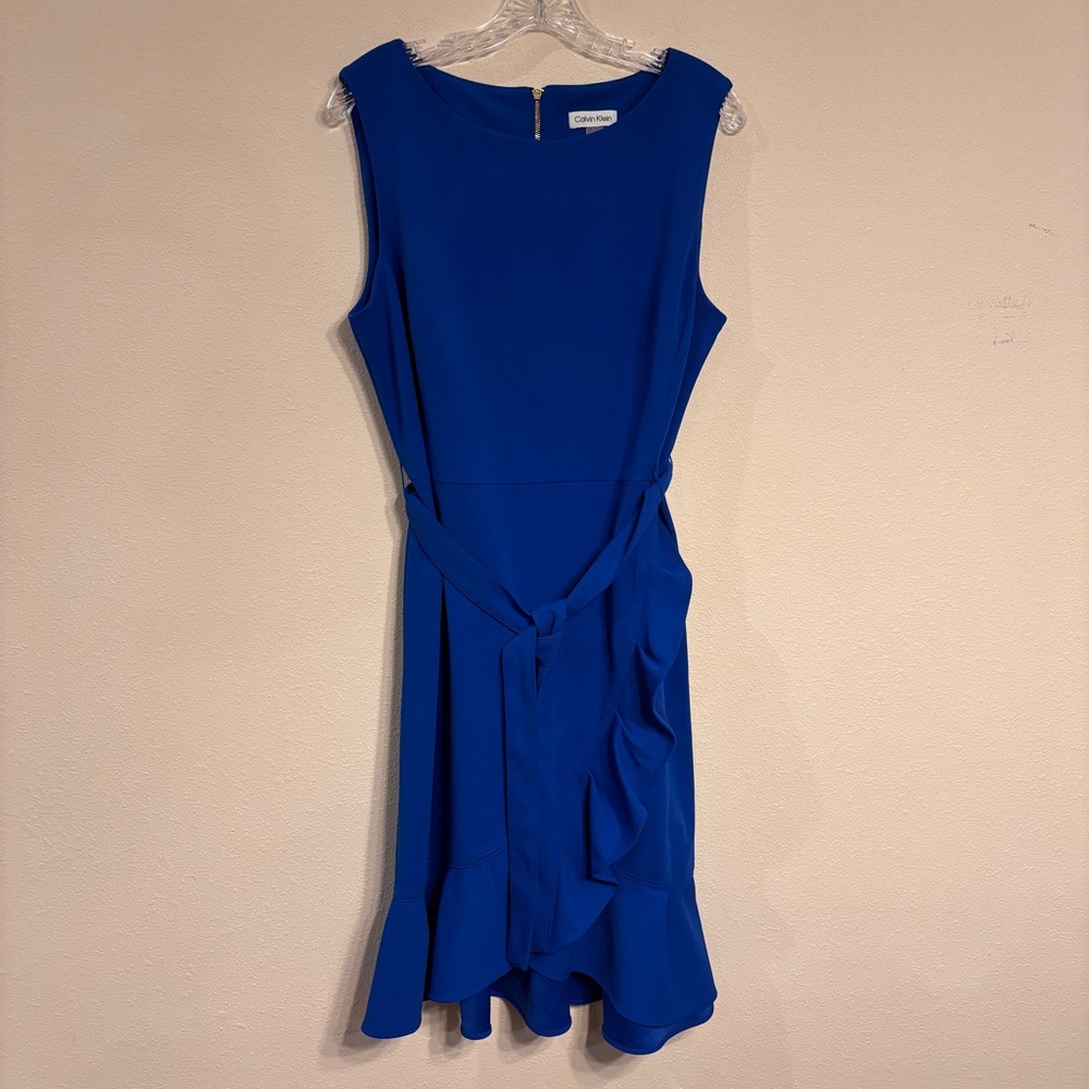 Calvin Klein Women’s Royal Blue Midi Sleeveless Dress SZ 16